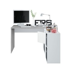 MESA DESPACHO CON BUC REVERSIBLE MODELO OFFICE EN CEMENTO/BLANCO