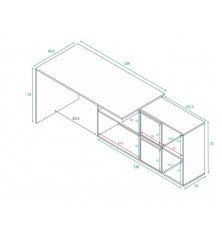 MESA DESPACHO CON BUC REVERSIBLE MODELO OFFICE EN CEMENTO/BLANCO