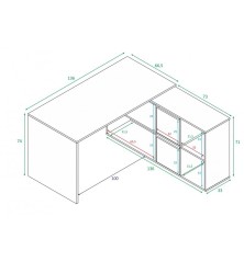 MESA DESPACHO CON BUC REVERSIBLE MODELO OFFICE EN CEMENTO/BLANCO