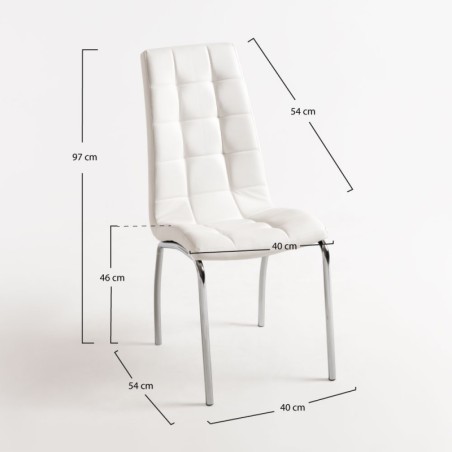 Silla modelo lidi-a  en simil piel blanco