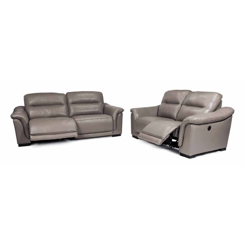 Conjunto sofas 3+2 plazas modelo  marcus electrico en piel color piedra