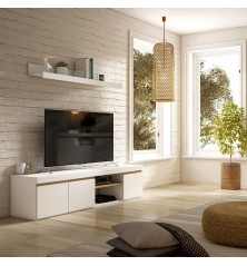 MUEBLE DE T.V. MODELO ELIS+ESTANTE EN BLANCO NATURA