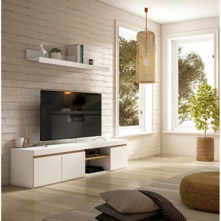 Mueble de t.v. modelo elis+estante en blanco natura