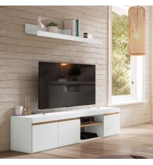 Mueble de t.v. modelo elis+estante en blanco natura