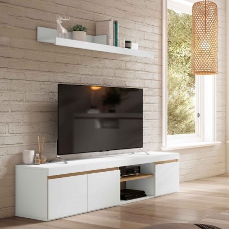 Mueble de t.v. modelo elis+estante en blanco natura