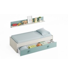 Cama doble juvenil+estanteria snuba acqua