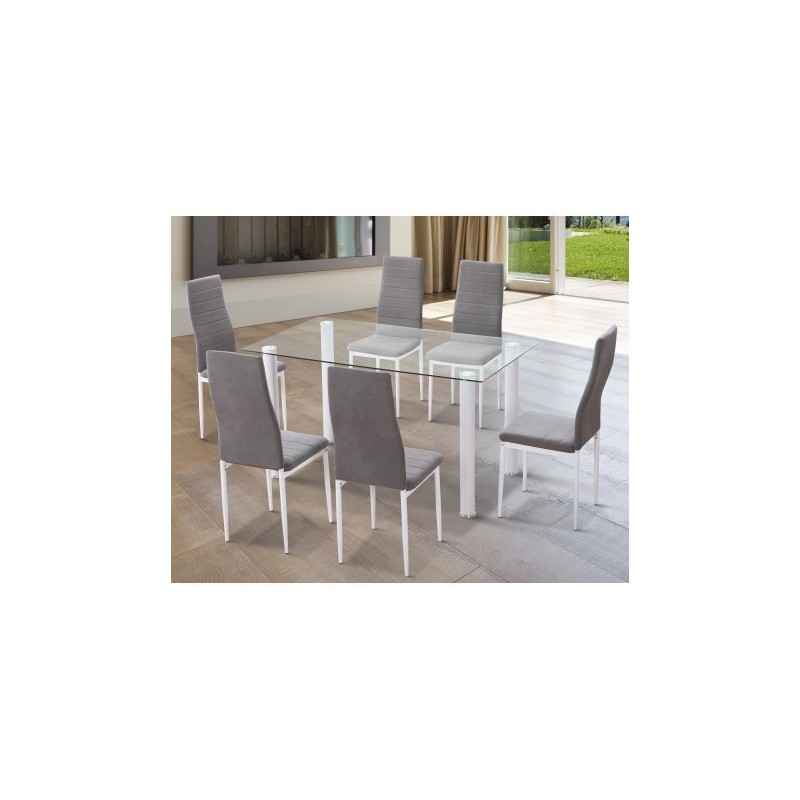 Conjunto de Oferta mesa comedor+6 sillas modelo Juri blanco