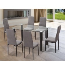 Conjunto de Oferta mesa comedor+6 sillas modelo Juri negro