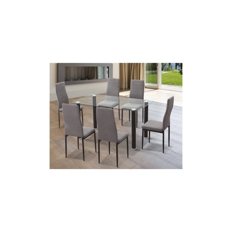 Conjunto de Oferta mesa comedor+6 sillas modelo Juri negro