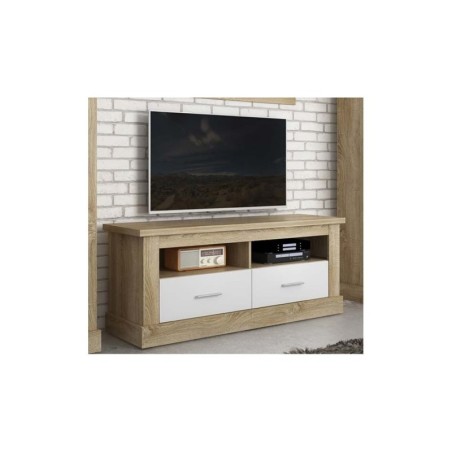 Mueble Bajo TV Con 2 Cajones 135cm Chellén Cambria Blanco