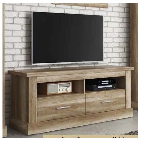 Mueble Bajo TV Con 2 Cajones 135cm Chellén Cambria Blanco