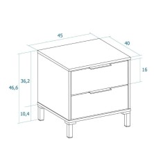 Dormitorio Arles completo con comoda color albo