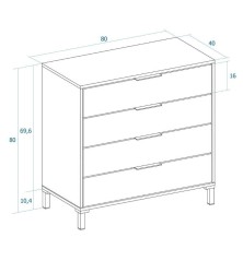 Dormitorio Arles completo con comoda color albo